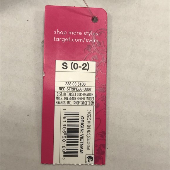 Xhilaration Junior's Sz. Small 0-2 Reversible Triangle Bikini Top Red Stripe New - Picture 5 of 11